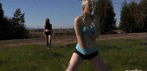  Shy blonde workout girl endures lezdom shaming